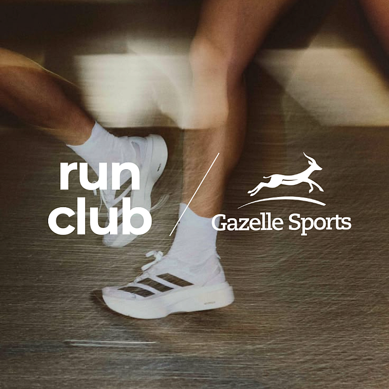 MVP Metro Run Club, Gazelle Sports, Run club text with gazelle logo
