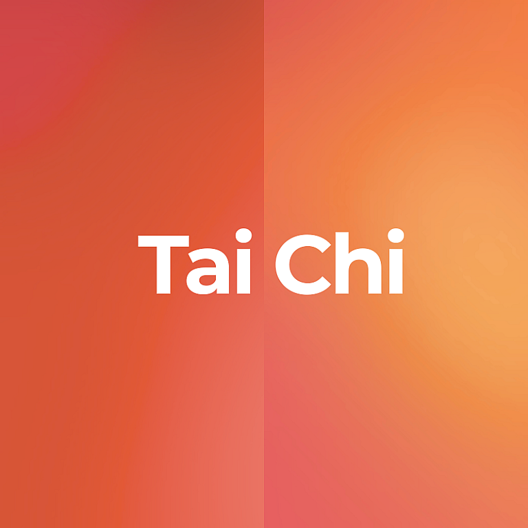 MVP Sportsplex Tai Chi, Tai Chi text on orange gradient background