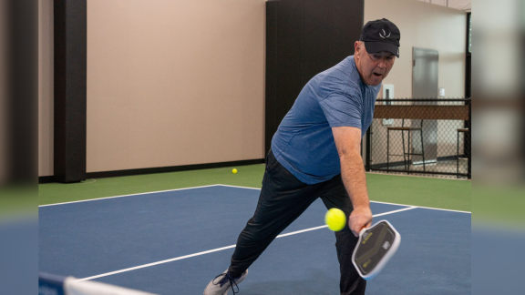 Dave hitting pickleball Shot