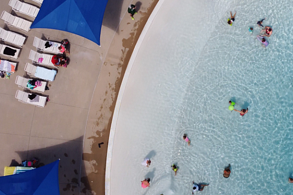 MVP Athletic Clubs-Outdoor Pools-Drone photo from above pool