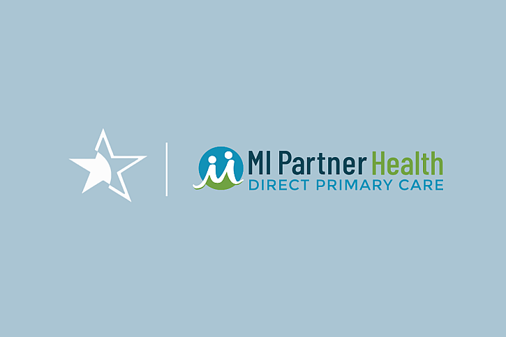 MI Partner Health and MVP Logo lockup on blue background
